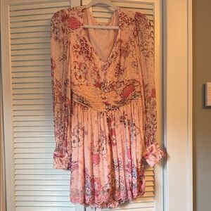 HEMANT & NANDITA Pink and Gold Ruffled Tiered Sundress